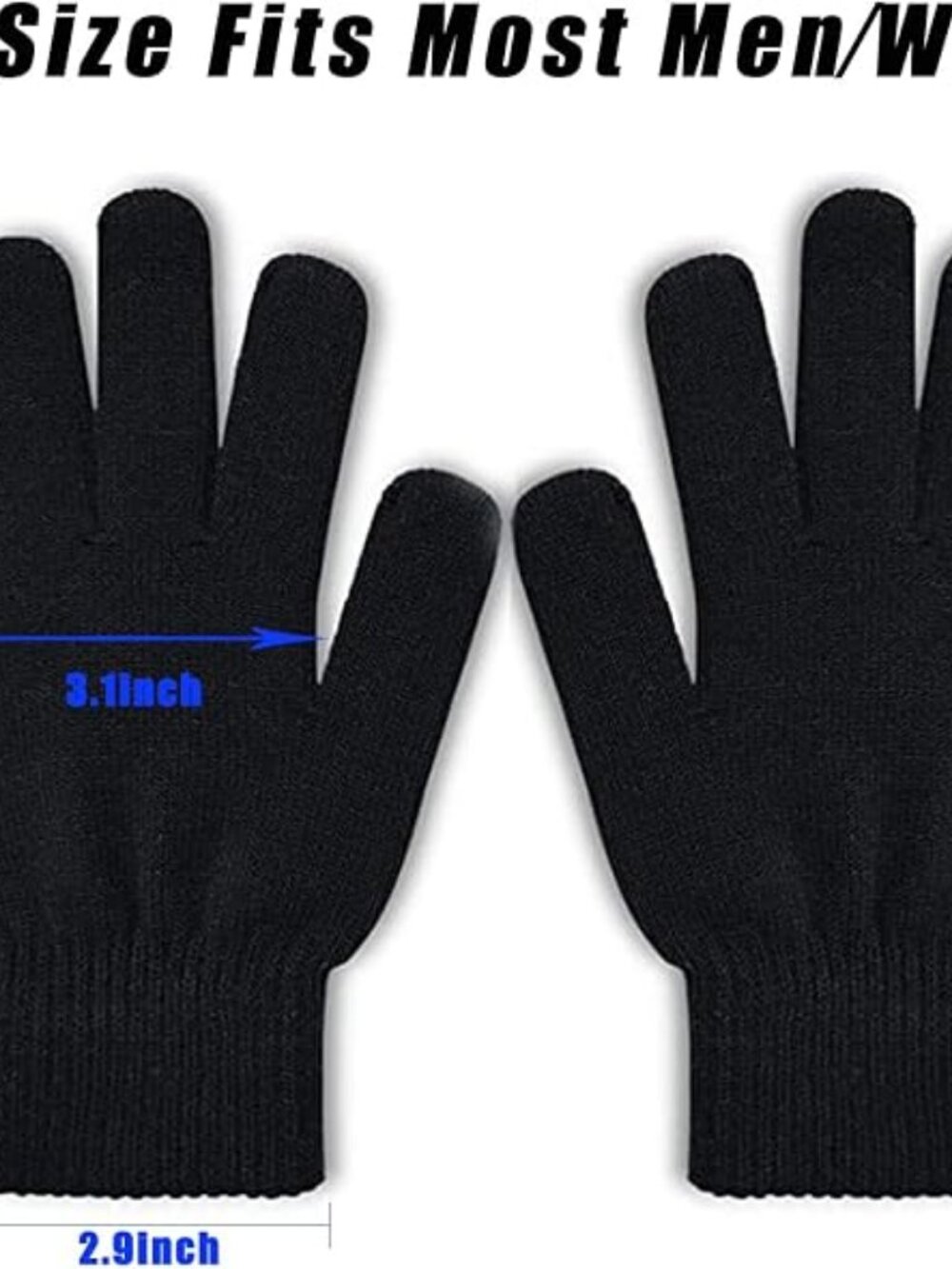 3 Pairs Winter Magic Gloves Men Women Stretchy Black Knit Gloves